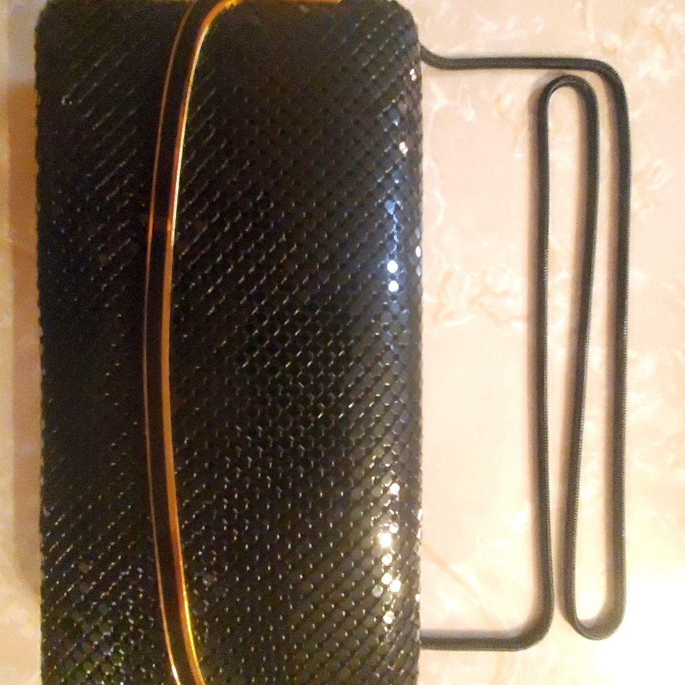 Black metal mesh vintage evening bag